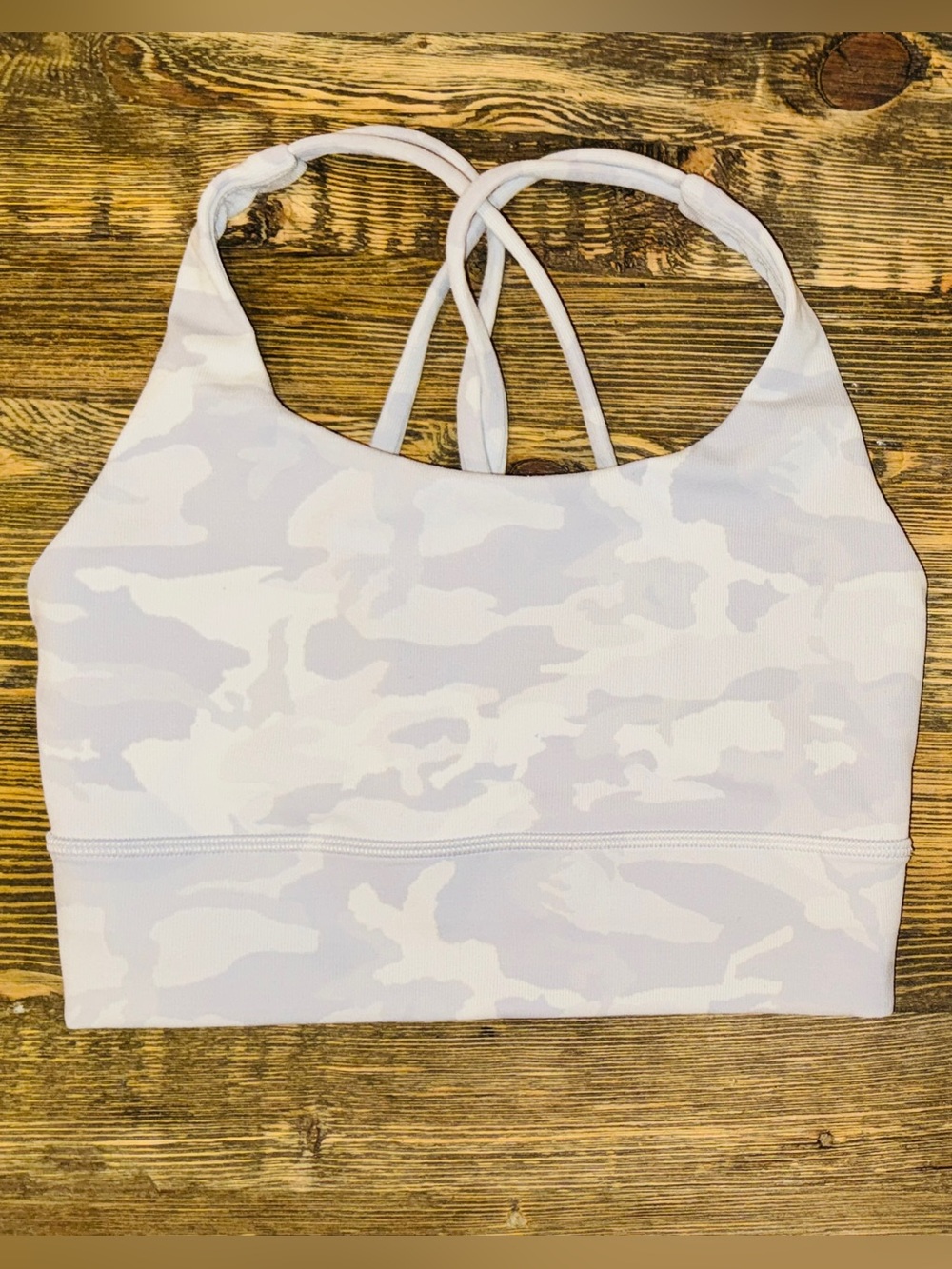 Lululemon Energy Bra Long Line Incognito Camo Jacquard Alpine White Grey Size 4‎ - Picture 2 of 5